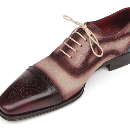 Paul Parkman Captoe Oxfords Bordeaux, Beige (ID#024-BRR)