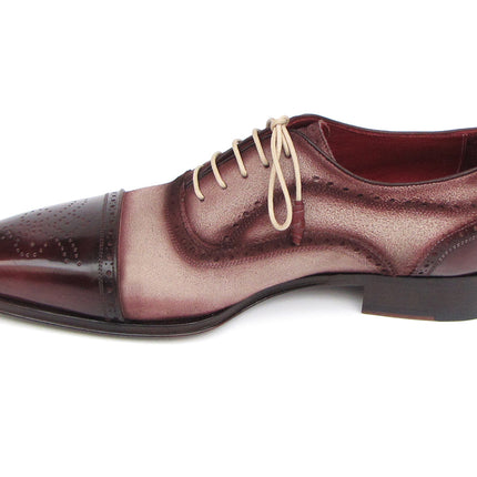 Paul Parkman Captoe Oxfords Bordeaux, Beige (ID#024-BRR)