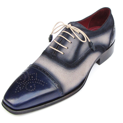 Paul Parkman Captoe Oxfords Navy, Beige (ID#024-BLS)