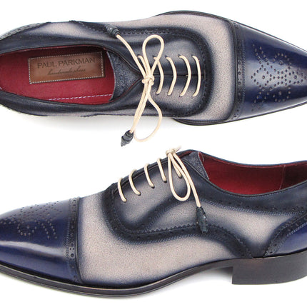 Paul Parkman Captoe Oxfords Navy, Beige (ID#024-BLS)