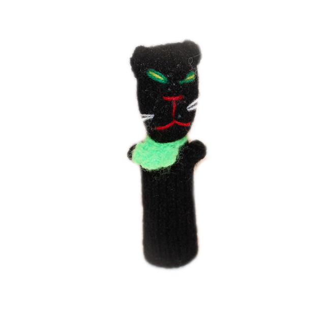 Black Cat (with bow) Finger Puppet