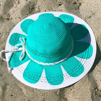 Aqua Handpainted 'Floral' Hat