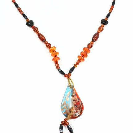 Pear Pendant Gypsy Style Shimmer Necklace