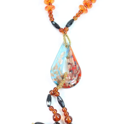 Pear Pendant Gypsy Style Shimmer Necklace