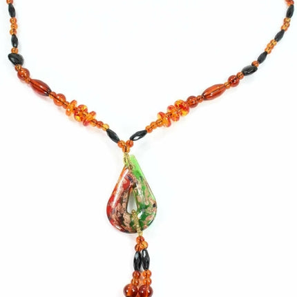 Pear Pendant Gypsy Style Shimmer Necklace