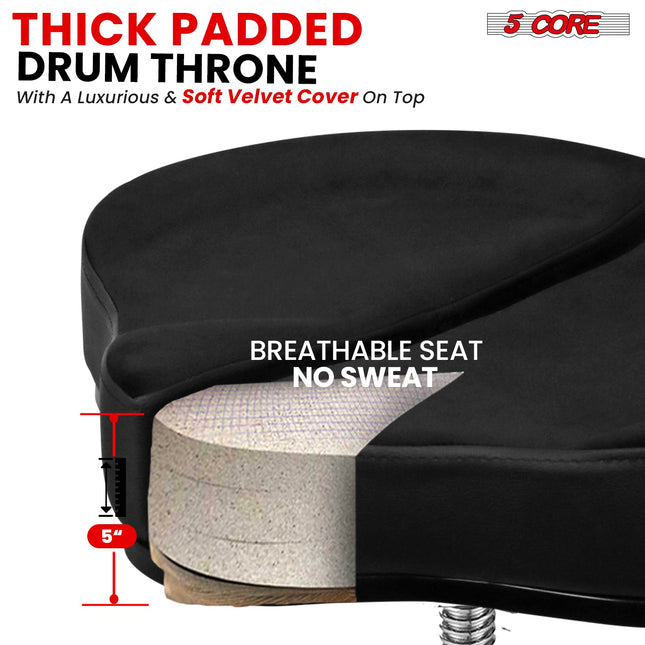 5Core Drum Throne Padded Guitar Stool Backrest Drummer Seat for Adults