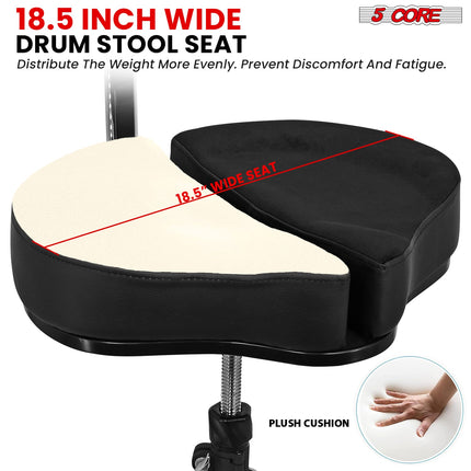 5Core Drum Throne Padded Guitar Stool Backrest Drummer Seat for Adults