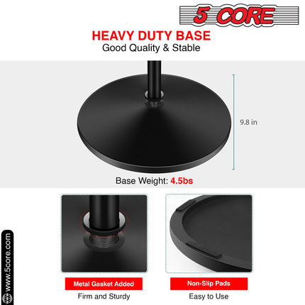 5 Core Mic Stand Round Base  Height Adjustable Universal Microphone