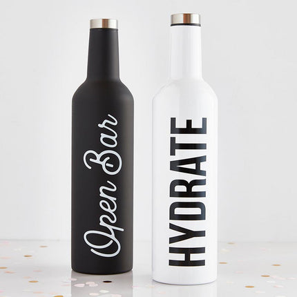 Hydrate Stainless Steel Water or Wine Bottle in White | Holds an