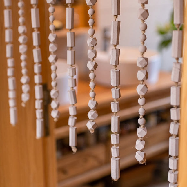 Solid Color Wood Beaded Cord DIY Door Curtain