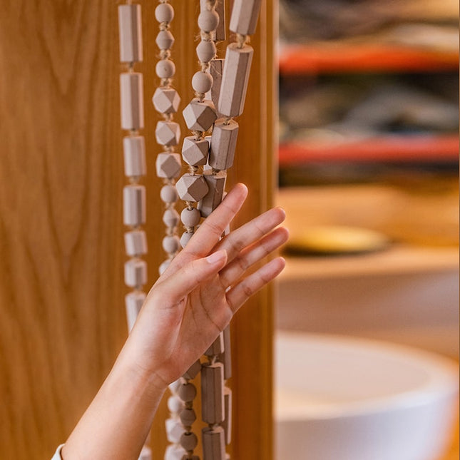 Solid Color Wood Beaded Cord DIY Door Curtain