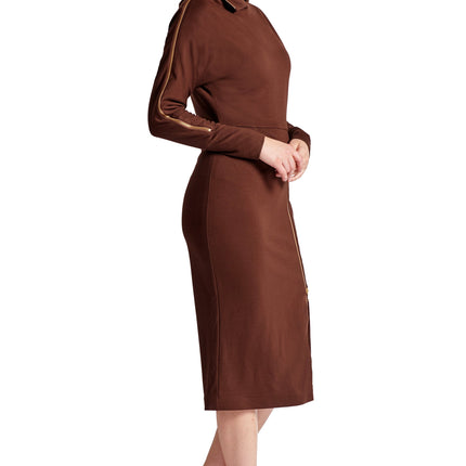 Josefa Asymmetric Dress -  Long sleeve convertible midi dress with