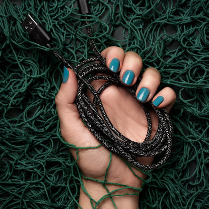 Black iPhone Lightning cable · 2 meter · Made of recycled fishing nets