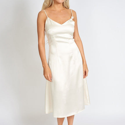 Léonie One Pearl Satin Slip Dress