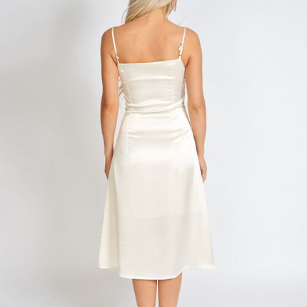 Léonie One Pearl Satin Slip Dress