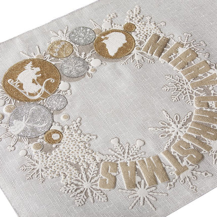 ML17119 Ornament Wreath Table Runner, 13.5"x72"