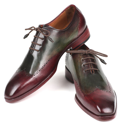 Paul Parkman Bordeaux & Green Wingtip Oxfords (ID#097YL63)