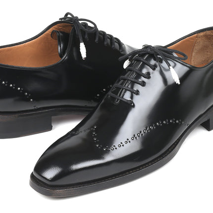 Paul Parkman Goodyear Welted Wingtip Oxfords Black Polished Leather