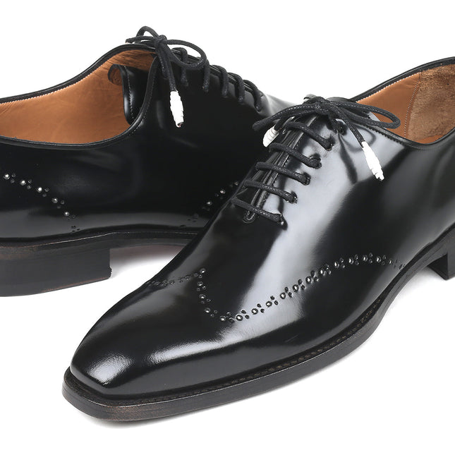 Paul Parkman Goodyear Welted Wingtip Oxfords Black Polished Leather