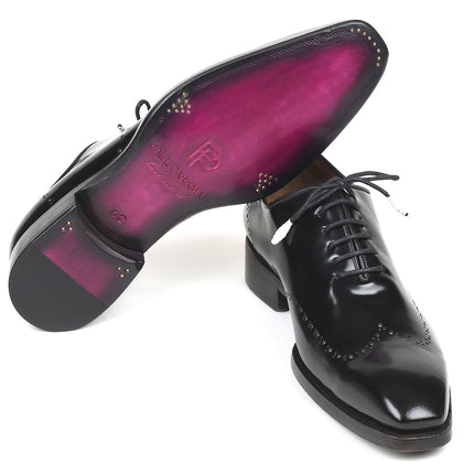 Paul Parkman Goodyear Welted Wingtip Oxfords Black Polished Leather