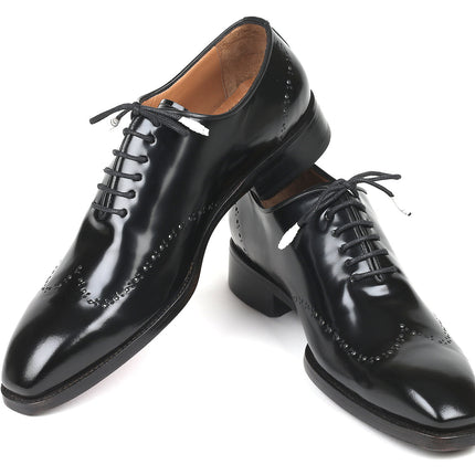 Paul Parkman Goodyear Welted Wingtip Oxfords Black Polished Leather