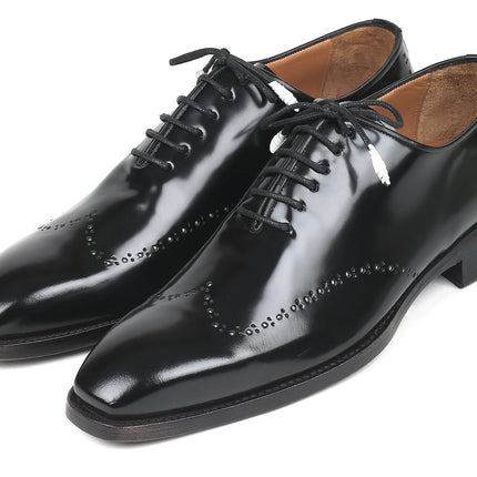Paul Parkman Goodyear Welted Wingtip Oxfords Black Polished Leather