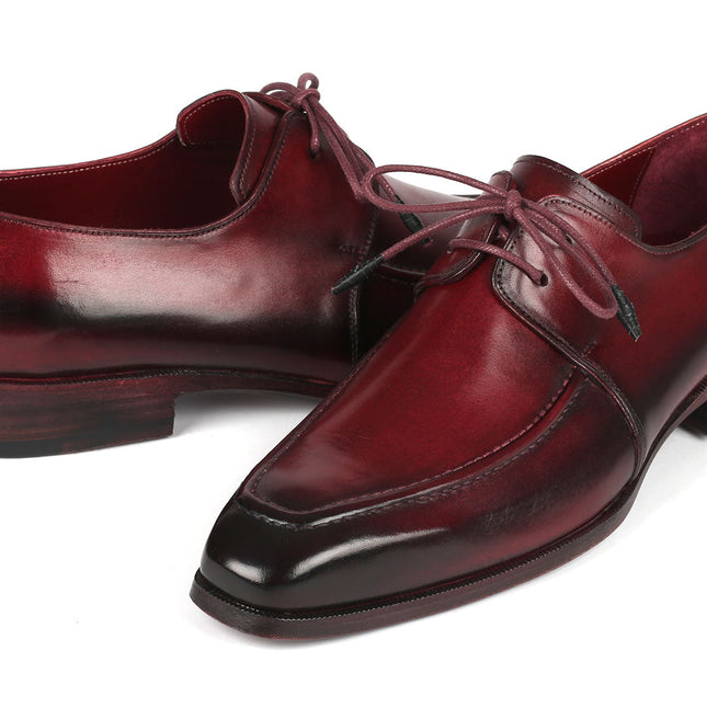 Paul Parkman Bordeaux Leather Apron Derby Shoes For Men (ID#13BRD92)