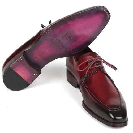 Paul Parkman Bordeaux Leather Apron Derby Shoes For Men (ID#13BRD92)