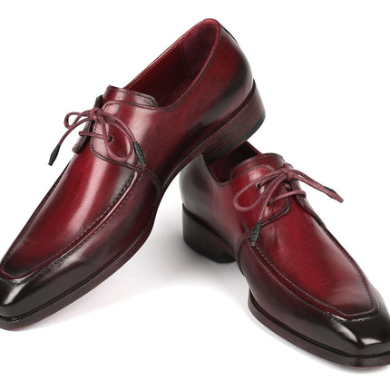 Paul Parkman Bordeaux Leather Apron Derby Shoes For Men (ID#13BRD92)