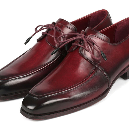 Paul Parkman Bordeaux Leather Apron Derby Shoes For Men (ID#13BRD92)