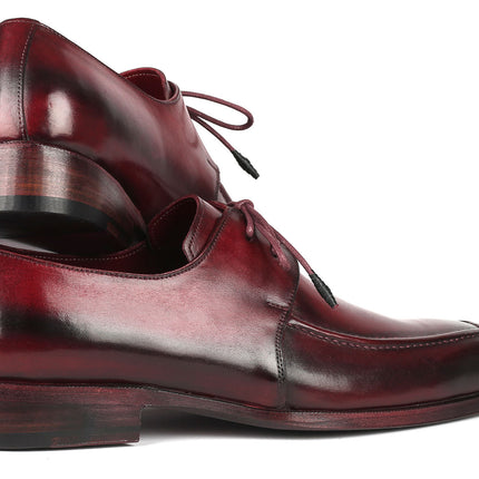 Paul Parkman Bordeaux Leather Apron Derby Shoes For Men (ID#13BRD92)
