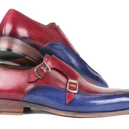 Paul Parkman Blue & Bordeaux Double Monkstraps (ID#SW533YR)