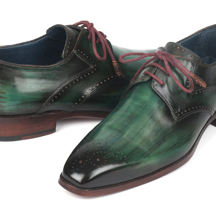 Paul Parkman Men's Green Medallion Toe Derby Shoes (ID#6584-GRN)