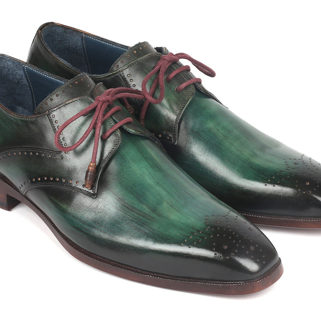 Paul Parkman Men's Green Medallion Toe Derby Shoes (ID#6584-GRN)