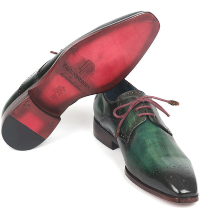Paul Parkman Men's Green Medallion Toe Derby Shoes (ID#6584-GRN)