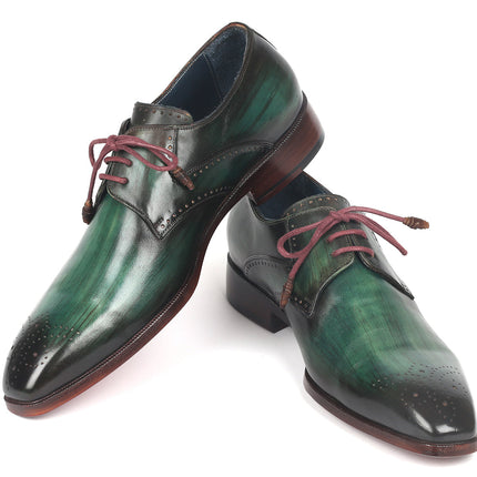 Paul Parkman Men's Green Medallion Toe Derby Shoes (ID#6584-GRN)