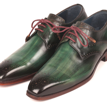 Paul Parkman Men's Green Medallion Toe Derby Shoes (ID#6584-GRN)