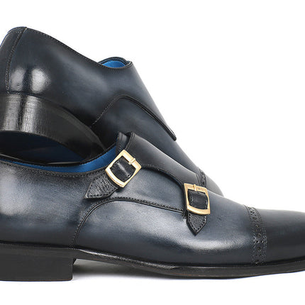 Paul Parkman Captoe Double Monkstraps Navy (ID#045NVY62)