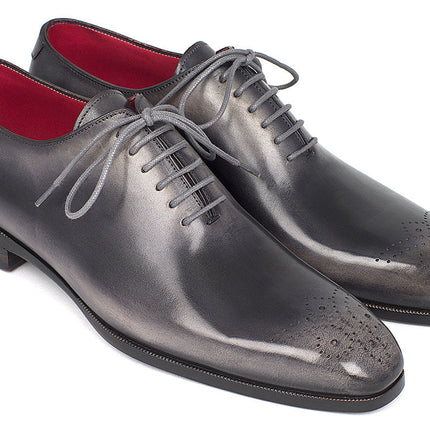 Paul Parkman Men's Gray & Black Wholecut Oxfords (ID#KR254GRY)