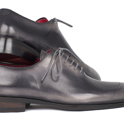 Paul Parkman Men's Gray & Black Wholecut Oxfords (ID#KR254GRY)