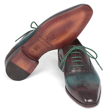 Paul Parkman Men's Green & Bordeaux Plain Toe Oxfords (ID#GH88BB)