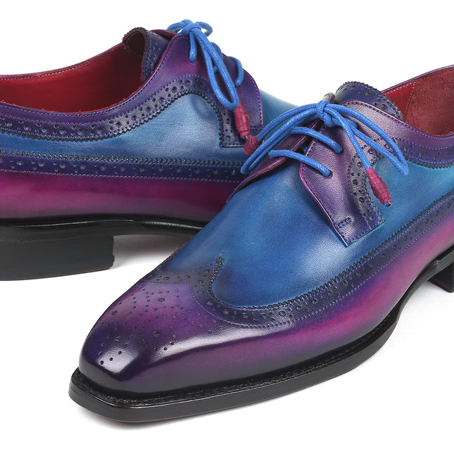Paul Parkman Goodyear Welted Wingtip Derby Shoes Purple & Blue