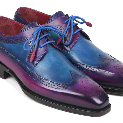Paul Parkman Goodyear Welted Wingtip Derby Shoes Purple & Blue