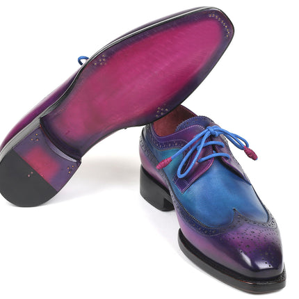 Paul Parkman Goodyear Welted Wingtip Derby Shoes Purple & Blue