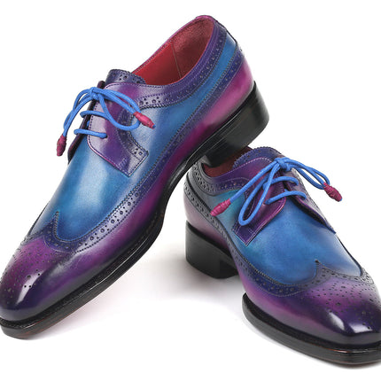 Paul Parkman Goodyear Welted Wingtip Derby Shoes Purple & Blue