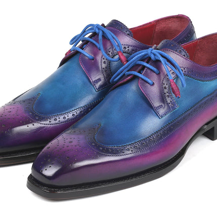 Paul Parkman Goodyear Welted Wingtip Derby Shoes Purple & Blue