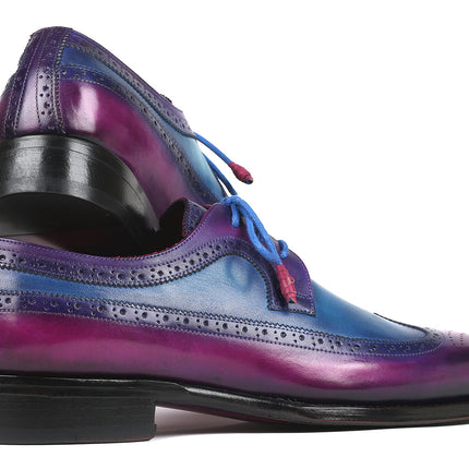 Paul Parkman Goodyear Welted Wingtip Derby Shoes Purple & Blue