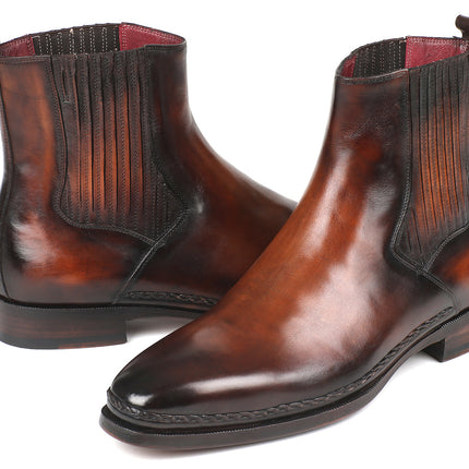 Paul Parkman Chelsea Boots Brown Burnished Leather (ID#BT57-BRW)