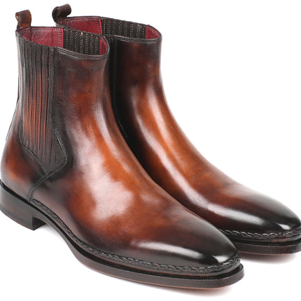Paul Parkman Chelsea Boots Brown Burnished Leather (ID#BT57-BRW)