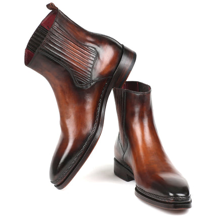 Paul Parkman Chelsea Boots Brown Burnished Leather (ID#BT57-BRW)